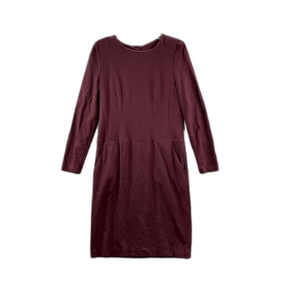 Talbots Sheath Dress Womens 12 Pleated Long Sleeve Back Zip Academia Cocktail